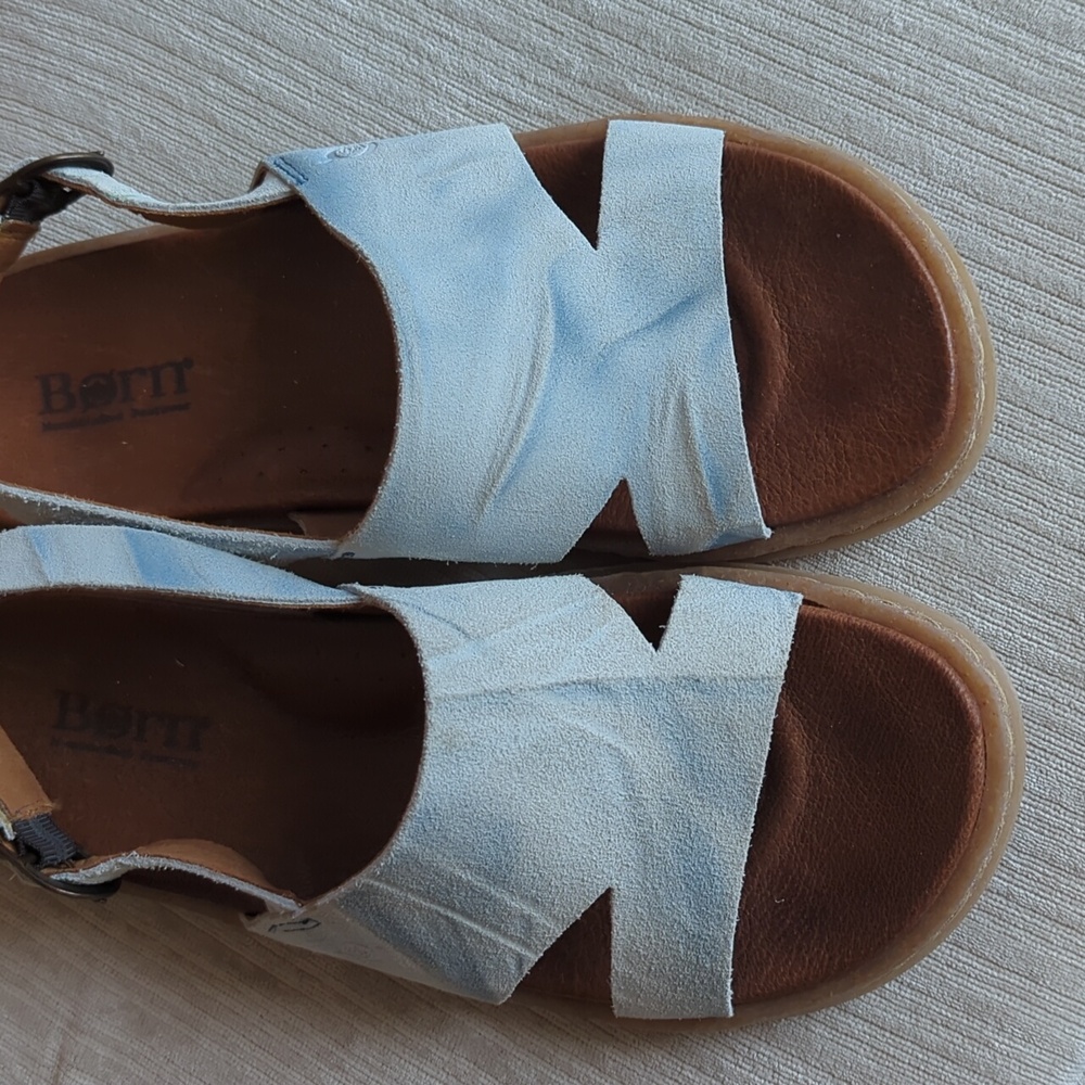 Born Carah Suede Leather Comfort Sandals 7 / 38 Light Blue - Picture 13 of 16